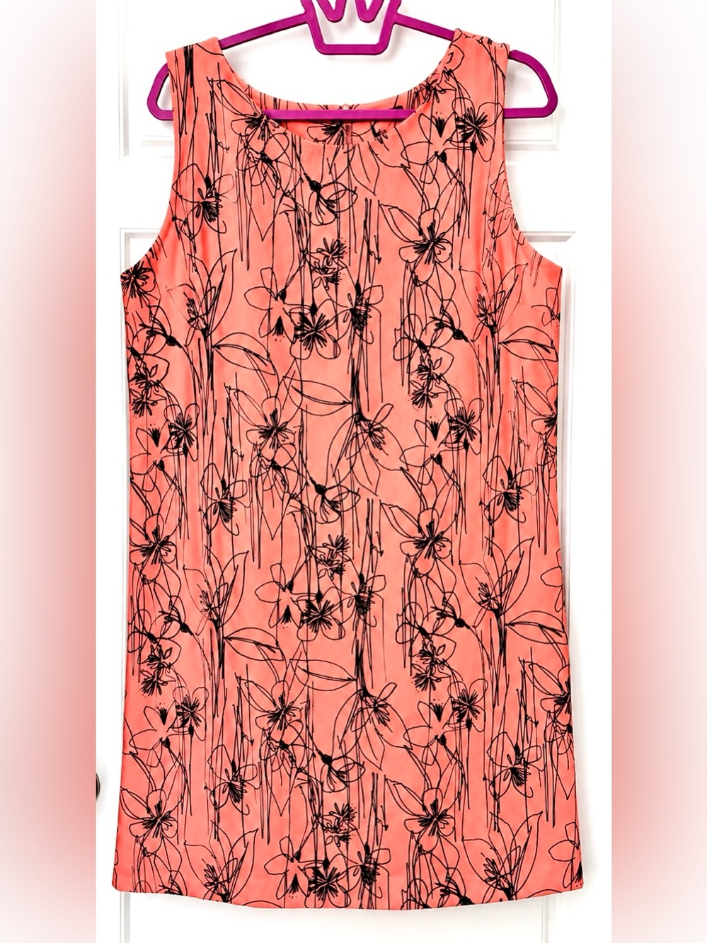 Worthington XL Coral Pink Floral A-Line Dress Sleeveless Knee Length Summer NWOT